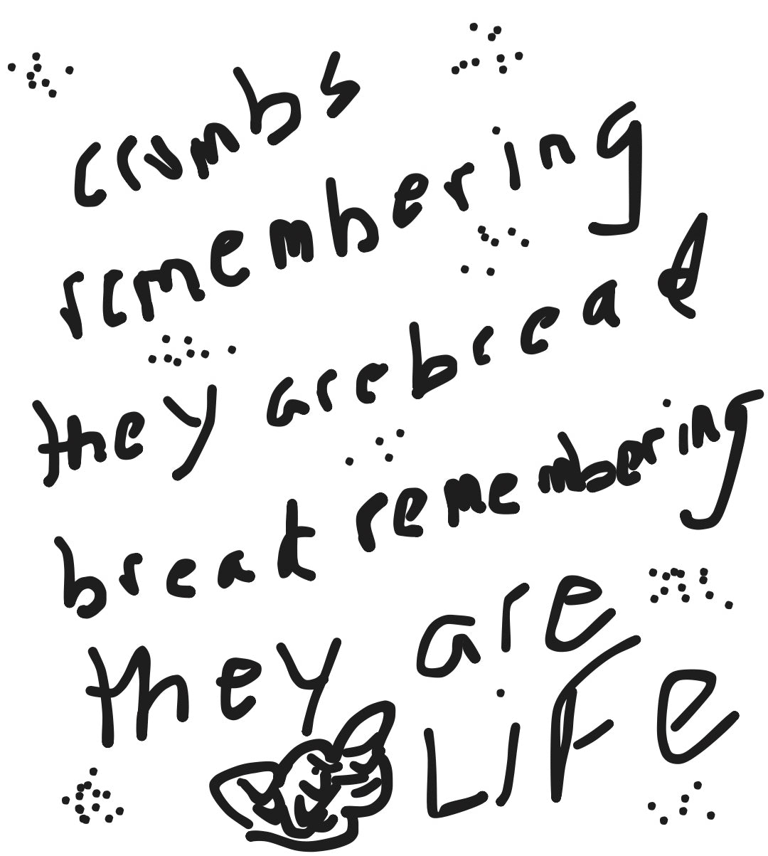 crumbs remembering they are bread / bread remembering they are life (print)